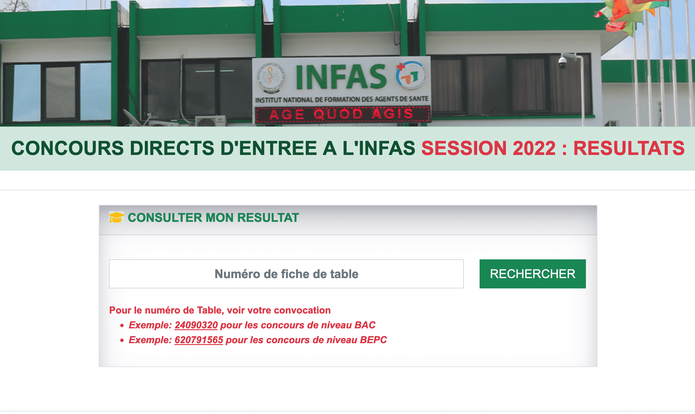 Resultat définitifs concours INFAS session 2023-2024 disponibles en ligne | Concours INFAS