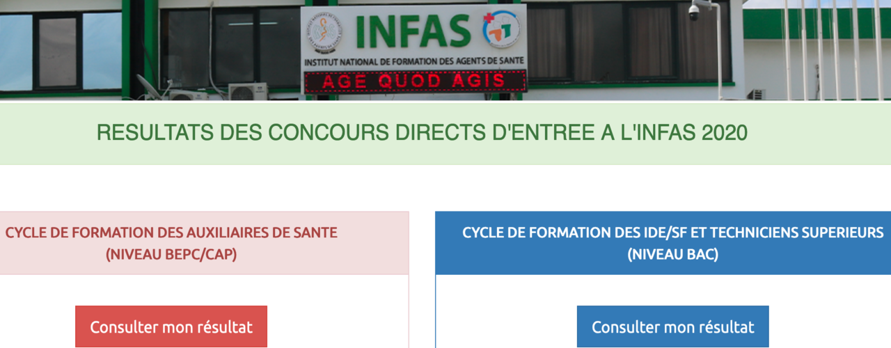 INFAS 2026-2027 Voici où consulter les résultats des concours directs INFAS ci